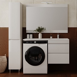 Style Line Тумба с раковиной Даллас 115 R Люкс Plus 2 ящика подвесная белая – фотография-9